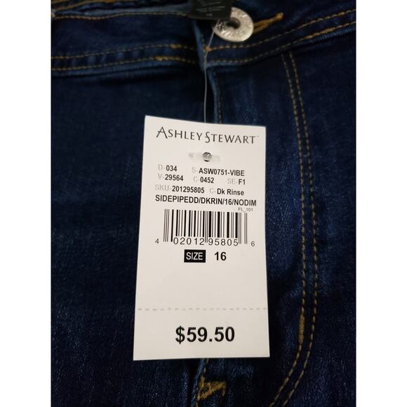 NEW‎ Size 16 Ashley Stewart Side Pipe Jeans Skinny Dark Wash Gold y2k retro - Picture 3 of 6